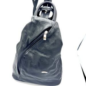 CUOIERIA FLORENTINA ITALIAN MADE MINI LEATHER BLACK ADJUSTABLE BACKPACK